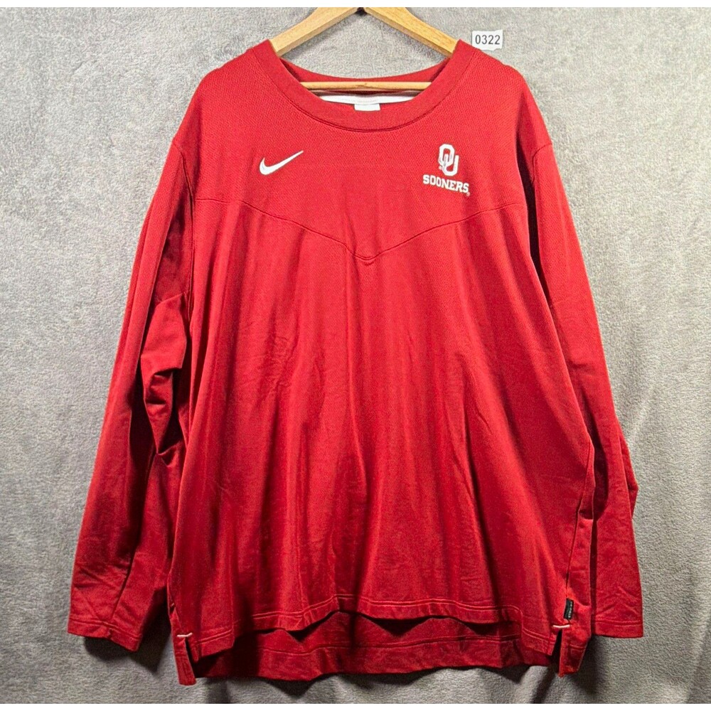Nike Oklahoma Sooners NCAA Dri-FIT Mens Long Sleeve Shirt Red Size 3XL
